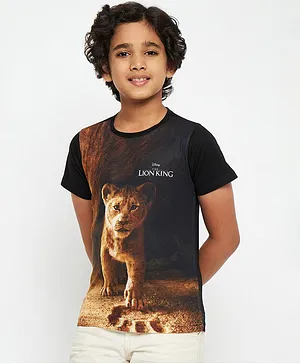 Disney By Crossroads Lion Print Half Sleeves T-Shirt - Brown