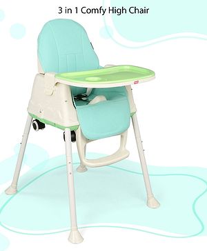 Babyhug 3 in 1 Comfy High Chair - Green| High Chair, Feeding Chair & Booster Chair| Adjustable Double Food Tray| Removable PU Leather Seat| Safety Harness| Removable Footrest Babyhug 3 in 1 Comfy High Chair - Green| High Chair, Feeding Chair & Booster Chair| Adjustable Double Food Tray| Removable PU Leather Seat| Safety Harness| Removable Footrest