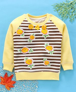 Olio Kids Full Sleeves Sweatshirt Floral Print - Yellow