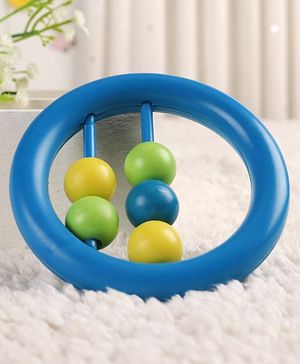 Babyhug Round Beaded Baby Rattle Toy|Learning Shaker with Bright Colors| BPA-Free|Sensory Development & Hand-Eye Coordination|Lightweight&Easy-Grip|3+ Months |BIS|Blue-Length 9 cm