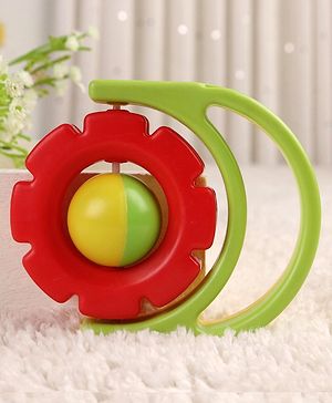 Babyhug Flip Flower Baby Rattle Toy with Rotating Bead|Bright Colors&Light weight|Easy Grip|BPA-Free Plastic|Best for Sensory Development & Auditory Play|Ideal Gift|3+ Months|BIS|Red