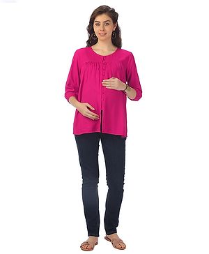 Kriti Three Fourth Sleeves Maternity Nursing Top - Red