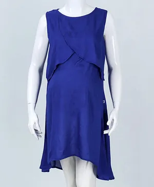 Kriti Sleeveless Solid Maternity Dress - Dark Blue