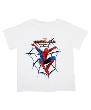 Marvel By Crossroads Spider-Man Typography Print Half Sleeves Tee - White