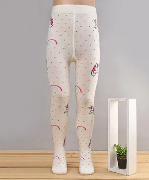 Mustang Footed Tights Unicorn Design - Off White
