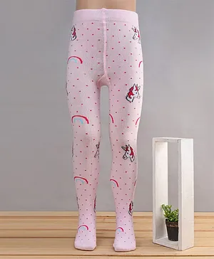 Mustang Footed Tights Unicorn Design - Light Pink