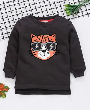 Fox Baby Full Sleeves Winter Wear Tee Cartoon Print - Dark Grey