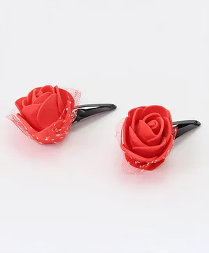 Pihoo Rose Flower Detailed Tic Tac Pins - Red