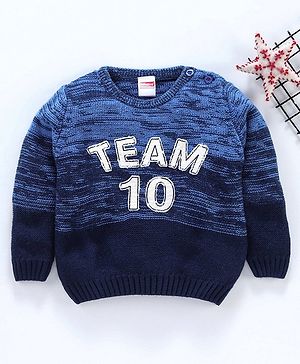 Babyhug Full Sleeves Sweater Team 10 Patch - Blue