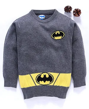 Mom's Love Full Sleeves Sweater Batman Design - Grey