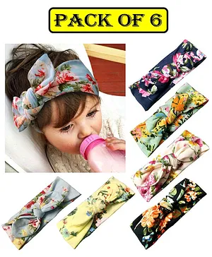 Babymoon Flower Print Baby Headband Pack of 6 - Multicolur