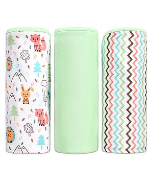 Babyhug 100% Cotton Wrapper Pack of 3 Animal Print - Green