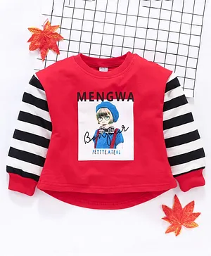 Meng Wa Full Sleeves Winter Wear Tee Graphic Print - Red
