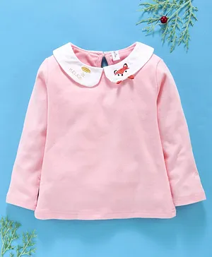 Lekeer Kids Full Sleeves Tee Fox Embroidered - Pink