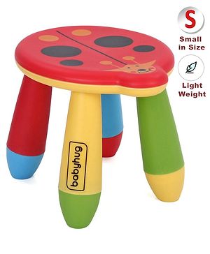Babyhug Lightweight Stool Ladybug Design - Red Multicolor| Easy to Assemble| Step Stool| Bathroom Stool| Indoor & Outdoor Use