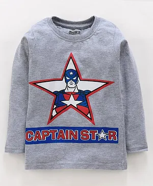 Eteenz Full Sleeves Tee Captain Star Print - Grey