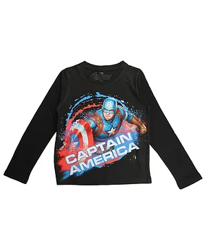Marvel By Crossroads Captain America Print Full Sleeves Tee - Black