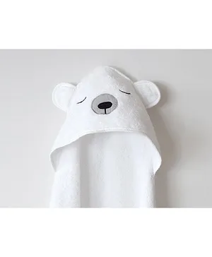 Masilo Polar Bear Cotton  Hooded Towel  - White
