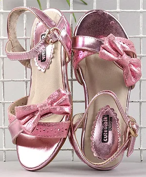 Cute Walk by Babyhug Glitter Party Wear Sandals - Pink