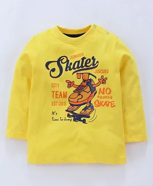 Jus Cubs Skater Printed Full Sleeves Tee - Yellow