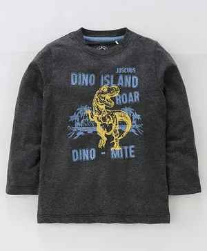 Jus Cubs Dinosaur Printed Full Sleeves Tee - Grey
