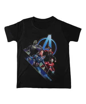 Marvel By Crossroads Avengers Endgame The Mighty Avengers Printed Half Sleeves T-Shirt - Black