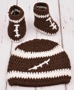 Love Crochet Art  Dual Shaded Cap With Booties - Brown