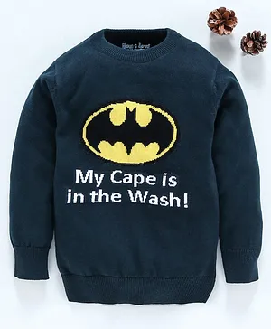 Mom's Love Full Sleeves Pullover Sweater Batman Design - Navy Blue