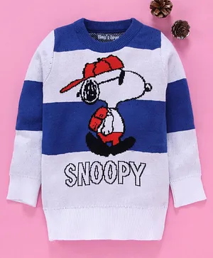 Mom's Love Full Sleeves Pullover Sweater Snoopy Design - Blue