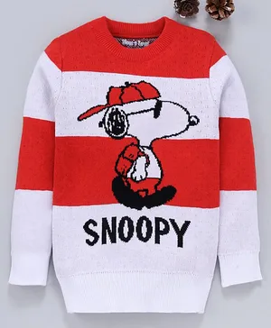 Mom's Love Full Sleeves Pullover Sweater Snoopy Design - Red