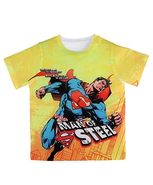 Superman By Crossroads The Man Of Steel Printed Half Sleeves T-Shirt - Yellow