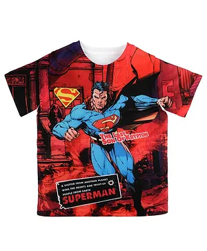 Superman By Crossroads The Last Son Of Krypton Print Half Sleeves T-Shirt - Red