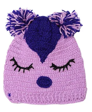 MayRa Knits Kitten Design Cap - Purple
