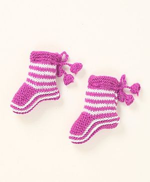 MayRa Knits Striped Socks - Dark Pink