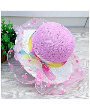 Syga Straw Hat With Frill & Bow - Pink