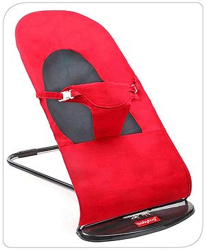Babyhug Light Weight Baby Bouncer with Safety Harness - Red Black Babyhug Light Weight Baby Bouncer with Safety Harness - Red Black