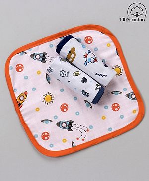 Babyhug 100% Cotton Muslin Wash Cloth Pack Of 3 - Mulitcolor