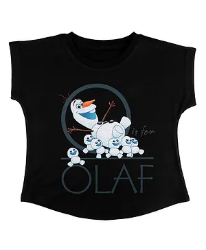 Disney By Crossroads Frozen Olaf Print Short Sleeves Top - Black