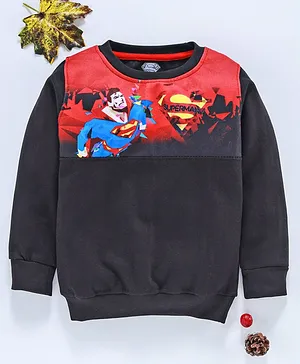 Eteenz Full Sleeves Sweatshirt Superman Print - Black