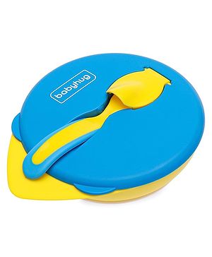 Babyhug Suction Bowl with Spoon - Yellow Blue - L 15.5 x B 13 x H 6.5 cm Yellow