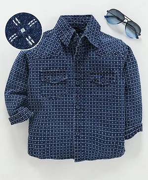 Trendy Cart Full Sleeves Dobby Pattern Shirt - Blue