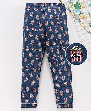Babyhug Full Length Leggings Popcorn Print - Blue