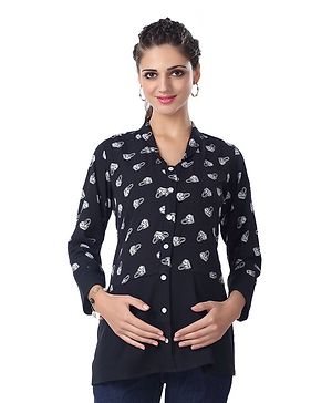 Kriti Full Sleeves Maternity Top Hand Bag Print - Black