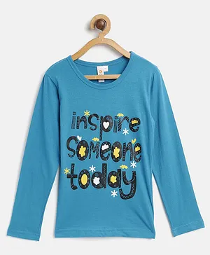 Kids On Board Full Sleeves Inspire Someone Today Print Tee - Blue