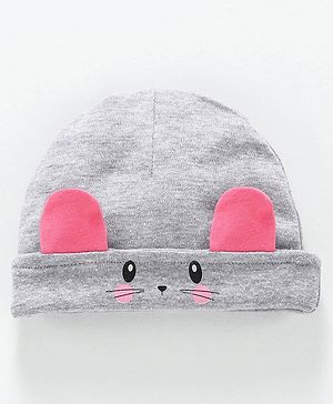 Babyhug 100% Cotton Cap 3D Animal Design - Grey