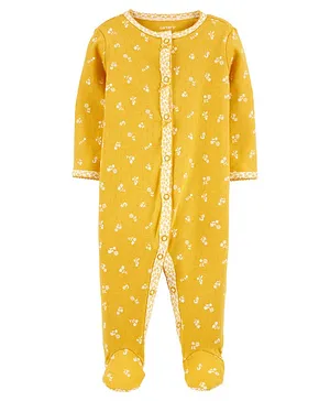 Carter's Floral Snap-Up Cotton Sleepsuit - Yellow