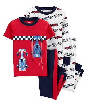 Carter's 4-Piece Racing 100% Snug Fit Cotton PJs  - Red & White