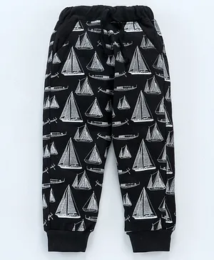 DEAR TO DAD Boat Print Full Length Lounge Pants - Black