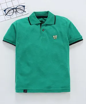 Earth Conscious Solid Half Sleeves Polo T-Shirt - Green