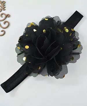 Little Miss Cuttie Flower Decorated Headband - Black